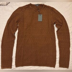 $198 NWT John Varvatos Sweater XS Brown Men's Riley Sweatshirt Organic Cotton